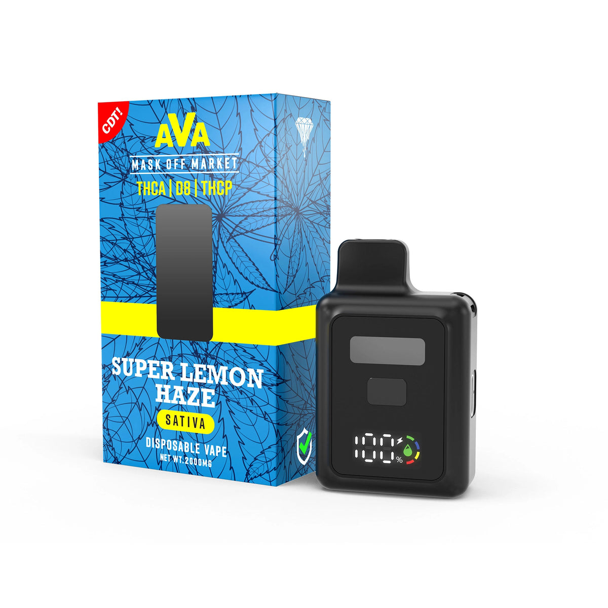 AVA Super lemon haze THC vape pen, cannabis vape with sativa strain flavor