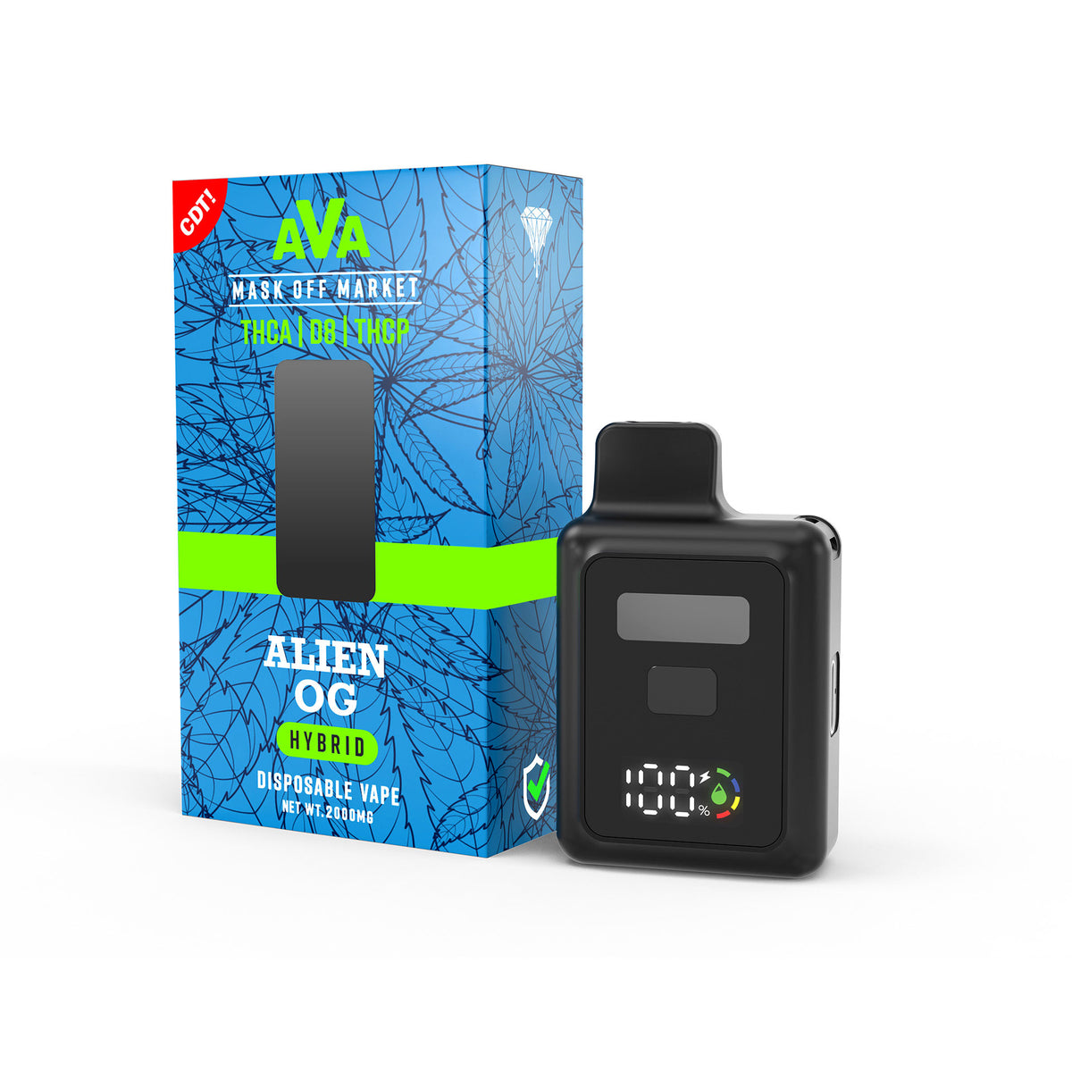 AVA Alien OG THC vape pen, cannabis vape with indica strain flavor